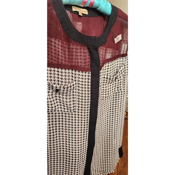 Vintage DEMOCRACY houndstooth blouse Womens size Medium Black Whimsygoth - Picture 3 of 4